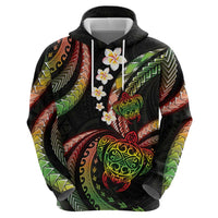 Hawaii Turtles Plumeria Zip Hoodie Reggae Polynesian Pattern
