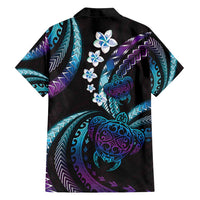 Hawaii Turtles Plumeria Family Matching Puletasi and Hawaiian Shirt Amethyst Gradient Polynesian Pattern