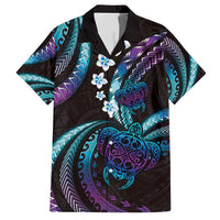 Hawaii Turtles Plumeria Hawaiian Shirt Amethyst Gradient Polynesian Pattern