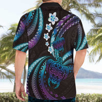 Hawaii Turtles Plumeria Hawaiian Shirt Amethyst Gradient Polynesian Pattern