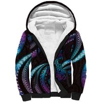 Hawaii Turtles Plumeria Sherpa Hoodie Amethyst Gradient Polynesian Pattern
