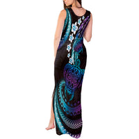 Hawaii Turtles Plumeria Tank Maxi Dress Amethyst Gradient Polynesian Pattern LT01 - Polynesian Pride