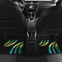 Hawaii Turtles Plumeria Car Mats Chartreuse Cyan Polynesian Pattern