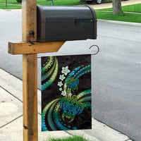 Hawaii Turtles Plumeria Garden Flag Chartreuse Cyan Polynesian Pattern