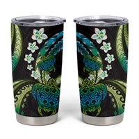 Hawaii Turtles Plumeria Tumbler Cup Chartreuse Cyan Polynesian Pattern LT01 Cyan - Polynesian Pride