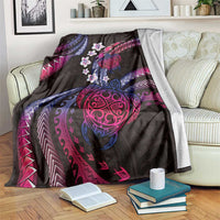 Hawaii Turtles Plumeria Blanket Sweet Gradient Polynesian Pattern