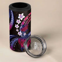 Hawaii Turtles Plumeria 4 in 1 Can Cooler Tumbler Sweet Gradient Polynesian Pattern