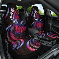 Hawaii Turtles Plumeria Car Seat Cover Sweet Gradient Polynesian Pattern