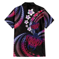 Hawaii Turtles Plumeria Family Matching Long Sleeve Bodycon Dress and Hawaiian Shirt Sweet Gradient Polynesian Pattern LT01 - Polynesian Pride