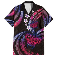 Hawaii Turtles Plumeria Family Matching Off The Shoulder Long Sleeve Dress and Hawaiian Shirt Sweet Gradient Polynesian Pattern LT01 Dad's Shirt - Short Sleeve Pink - Polynesian Pride