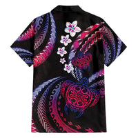 Hawaii Turtles Plumeria Family Matching Off The Shoulder Long Sleeve Dress and Hawaiian Shirt Sweet Gradient Polynesian Pattern LT01 - Polynesian Pride