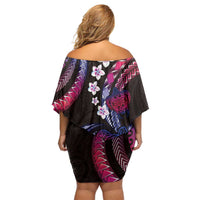 Hawaii Turtles Plumeria Family Matching Off Shoulder Short Dress and Hawaiian Shirt Sweet Gradient Polynesian Pattern LT01 - Polynesian Pride