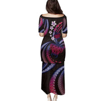 Hawaii Turtles Plumeria Family Matching Puletasi and Hawaiian Shirt Sweet Gradient Polynesian Pattern