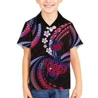 Hawaii Turtles Plumeria Family Matching Short Sleeve Bodycon Dress and Hawaiian Shirt Sweet Gradient Polynesian Pattern LT01 Son's Shirt Pink - Polynesian Pride