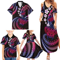 Hawaii Turtles Plumeria Family Matching Summer Maxi Dress and Hawaiian Shirt Sweet Gradient Polynesian Pattern LT01 - Polynesian Pride