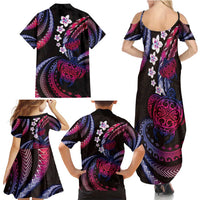 Hawaii Turtles Plumeria Family Matching Summer Maxi Dress and Hawaiian Shirt Sweet Gradient Polynesian Pattern LT01 - Polynesian Pride