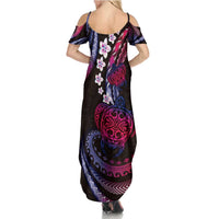 Hawaii Turtles Plumeria Family Matching Summer Maxi Dress and Hawaiian Shirt Sweet Gradient Polynesian Pattern LT01 - Polynesian Pride