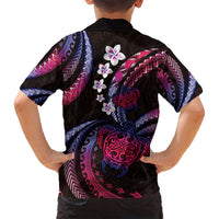 Hawaii Turtles Plumeria Family Matching Tank Maxi Dress and Hawaiian Shirt Sweet Gradient Polynesian Pattern LT01 - Polynesian Pride