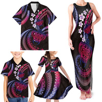 Hawaii Turtles Plumeria Family Matching Tank Maxi Dress and Hawaiian Shirt Sweet Gradient Polynesian Pattern LT01 - Polynesian Pride