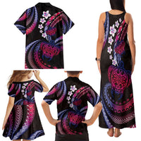 Hawaii Turtles Plumeria Family Matching Tank Maxi Dress and Hawaiian Shirt Sweet Gradient Polynesian Pattern LT01 - Polynesian Pride