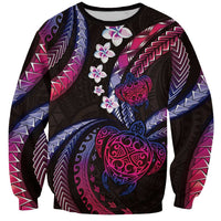 Hawaii Turtles Plumeria Sweatshirt Sweet Gradient Polynesian Pattern