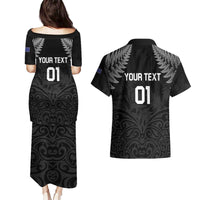 Custom New Zealand 2024 Rugby Couples Matching Puletasi and Hawaiian Shirt Silver Fern Aotearoa Kiwi