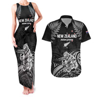 Custom New Zealand 2024 Rugby Couples Matching Tank Maxi Dress and Hawaiian Shirt Silver Fern Aotearoa Kiwi