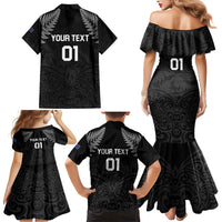 Custom New Zealand 2024 Rugby Family Matching Mermaid Dress and Hawaiian Shirt Silver Fern Aotearoa Kiwi LT01 - Polynesian Pride