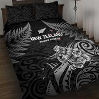 New Zealand 2024 Rugby Quilt Bed Set Silver Fern Aotearoa Kiwi LT01 Black - Polynesian Pride