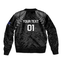 Custom New Zealand 2024 Rugby Sleeve Zip Bomber Jacket Silver Fern Aotearoa Kiwi