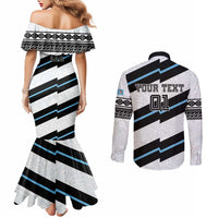 Custom Fiji 2024 Rugby Couples Matching Mermaid Dress and Long Sleeve Button Shirt Fijian Tapa Pattern