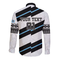 Custom Fiji 2024 Rugby Long Sleeve Button Shirt Fijian Tapa Pattern