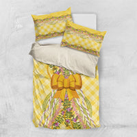 Hawaii Palaka Pikake Lokelani Plumeria Bedding Set Melemele Coquette Bow LT01 US Twin 172cm x 218cm Yellow - Polynesian Pride