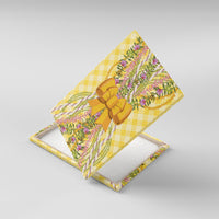 Hawaii Palaka Pikake Lokelani Plumeria Canvas Wall Art Melemele Coquette Bow LT01 With Frame Yellow - Polynesian Pride