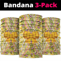 Hawaii Palaka Pikake Lokelani Plumeria Neck Gaiter Melemele Coquette Bow LT01 package One Size: 25*50cm Yellow - Polynesian Pride