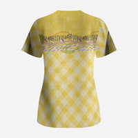 Hawaii Palaka Pikake Lokelani Plumeria Scrub Top Melemele Coquette Bow LT01 - Polynesian Pride