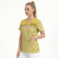 Hawaii Palaka Pikake Lokelani Plumeria Scrub Top Melemele Coquette Bow LT01 - Polynesian Pride
