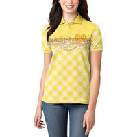 Hawaii Palaka Pikake Lokelani Plumeria Women Polo Shirt Melemele Coquette Bow LT01 - Polynesian Pride