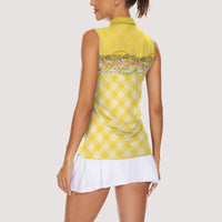Hawaii Palaka Pikake Lokelani Plumeria Women Sleeveless Polo Shirt Melemele Coquette Bow LT01 - Polynesian Pride