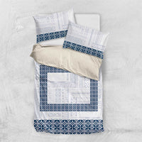 Samoa Siapo Blue Trimmed Bedding Set Samoa White Sunday - Polynesian Pride