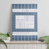 Samoa Siapo Blue Trimmed Canvas Wall Art Samoa White Sunday LT01 - Polynesian Pride