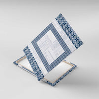 Samoa Siapo Blue Trimmed Canvas Wall Art Samoa White Sunday LT01 With Frame Blue - Polynesian Pride