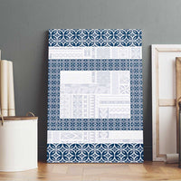 Samoa Siapo Blue Trimmed Canvas Wall Art Samoa White Sunday LT01 - Polynesian Pride