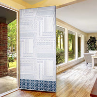 Samoa Siapo Blue Trimmed Door Cover Samoa White Sunday - Polynesian Pride