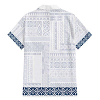 Samoa Siapo Blue Trimmed Family Matching Mermaid Dress and Hawaiian Shirt Samoa White Sunday - Polynesian Pride