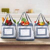 Samoa Siapo Blue Trimmed Grocery Bag Samoa White Sunday LT01 3-pack One Size Blue - Polynesian Pride