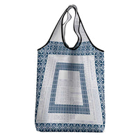 Samoa Siapo Blue Trimmed Grocery Bag Samoa White Sunday LT01 - Polynesian Pride