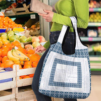 Samoa Siapo Blue Trimmed Grocery Bag Samoa White Sunday LT01 - Polynesian Pride