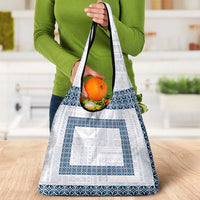 Samoa Siapo Blue Trimmed Grocery Bag Samoa White Sunday LT01 - Polynesian Pride