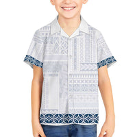 Samoa Siapo Blue Trimmed Hawaiian Shirt Samoa White Sunday - Polynesian Pride